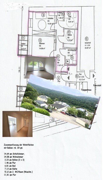 Plan Wohnung rd. 64 qm