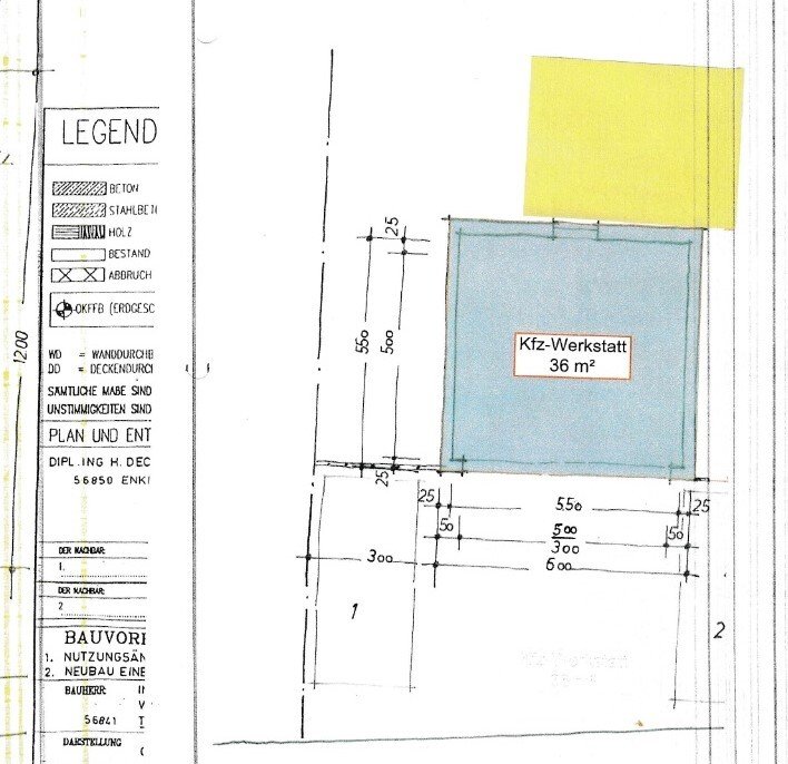 Plan Werkstatt rd.33qm + dahinter noch ca.16qm 