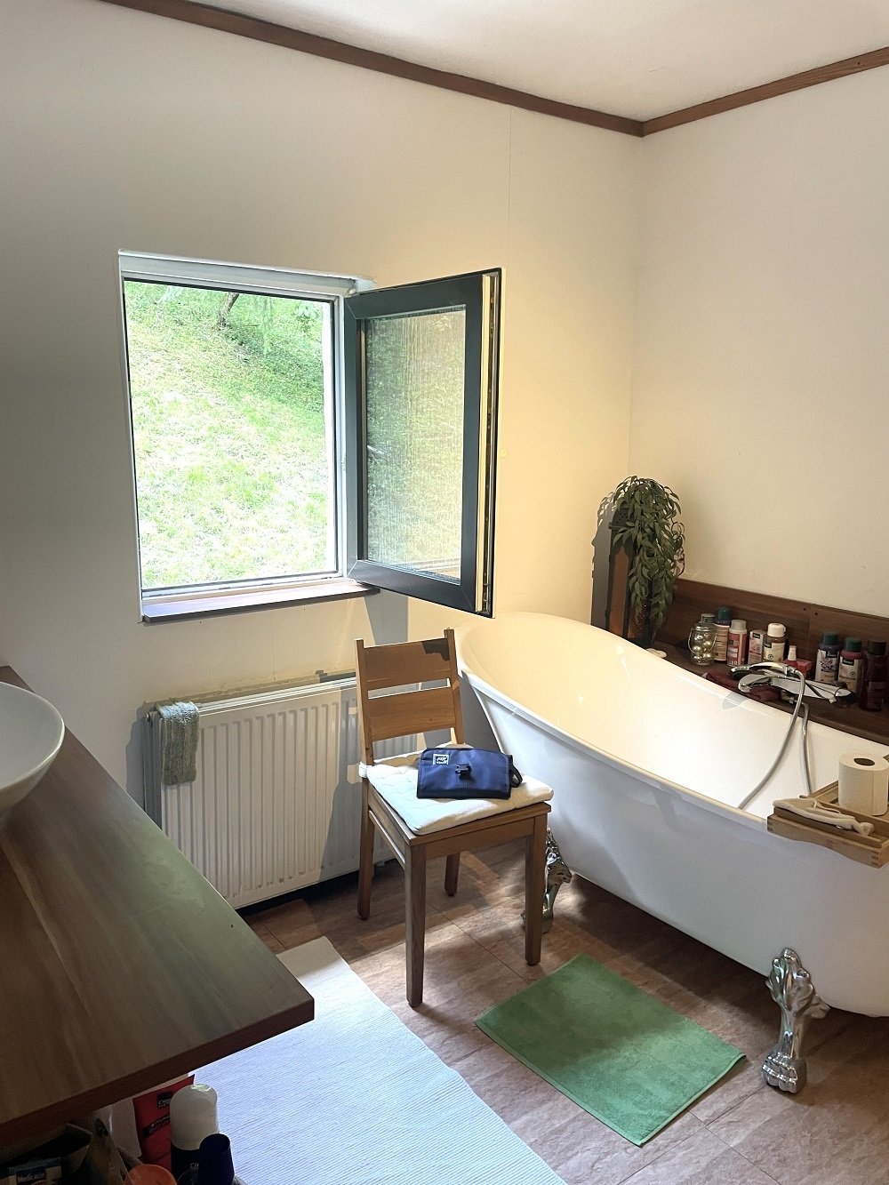 Bad mit Wanne, Dusche und Fenster im OG 