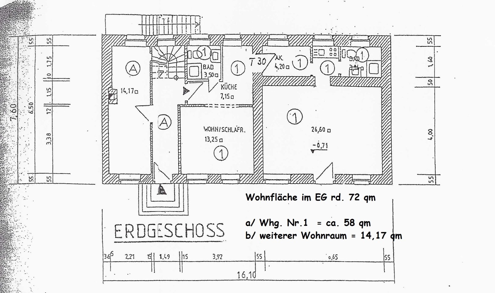 Das Erdgeschoss ( 72 qm Wohnfl.)